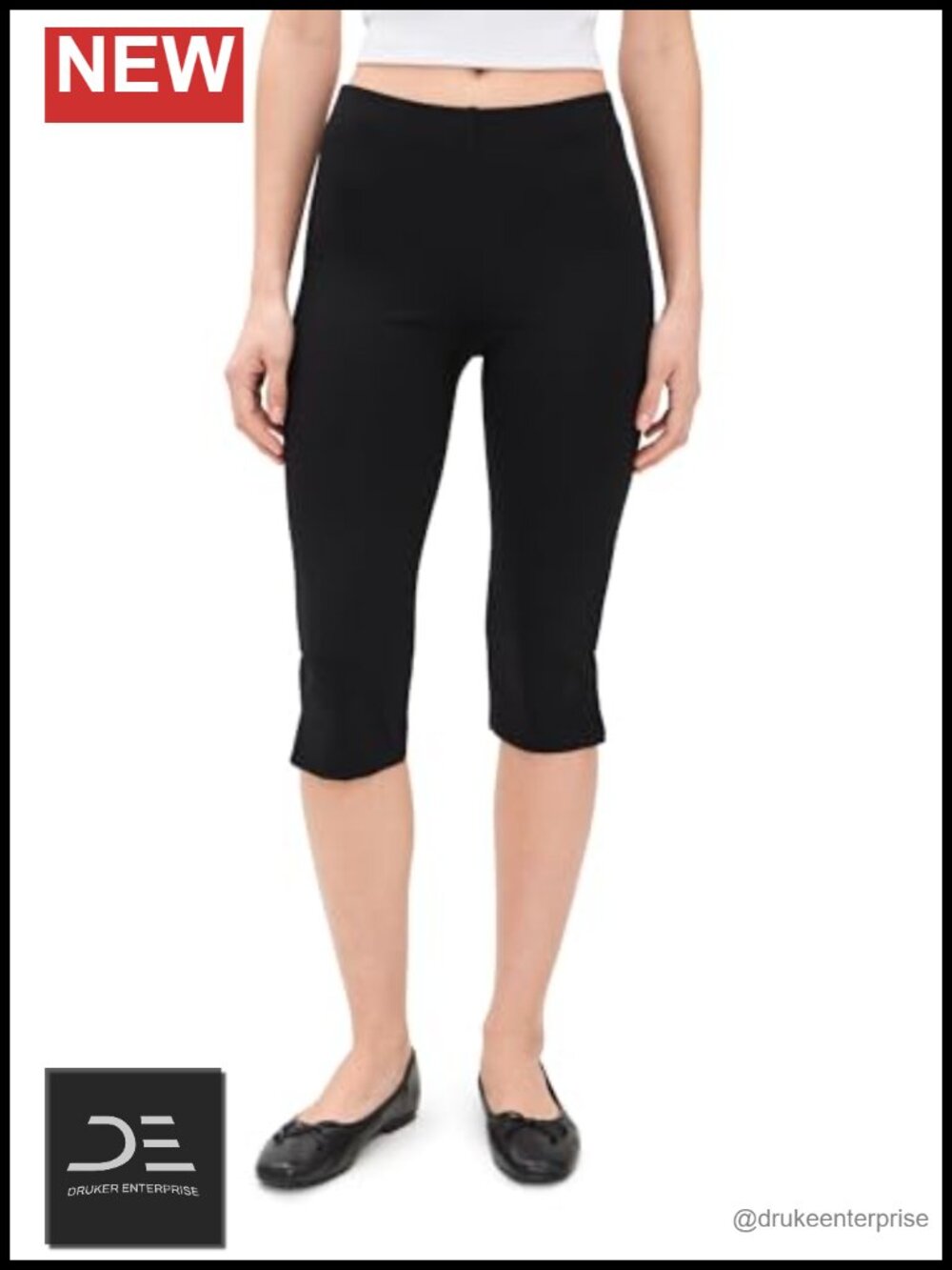 Women's Mid Rise Capri Pants Stretch Woven Cropped